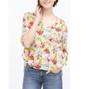ZARA Floral Flowy Peasant Blouse‎